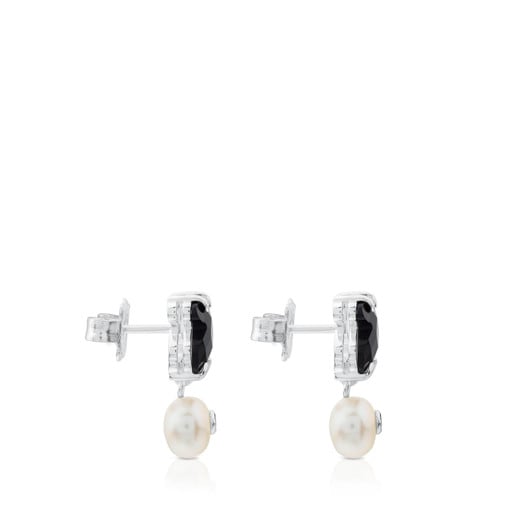 Tous Perfume Silver Erma Earrings with Pearl Onyx, Spinel and