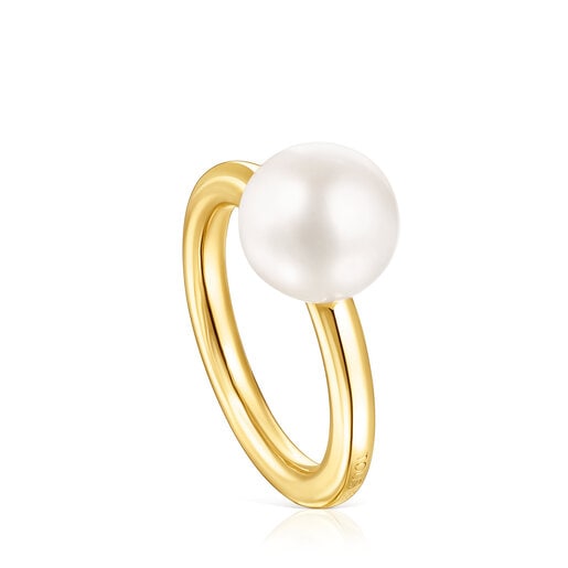 Tous Silver Gloss with Vermeil Ring Pearl