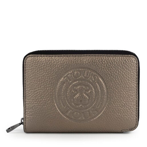 Tous Leather Small gray Wallet Leissa New