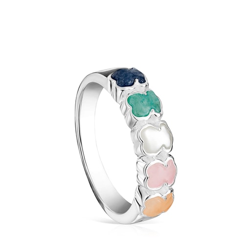 TOUS Mini Color Ring in Silver with Gemstones 0,5cm. | 