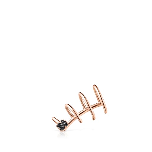 Tous Perfume Motif spiral Earcuff in Rose Vermeil with Spinels Silver