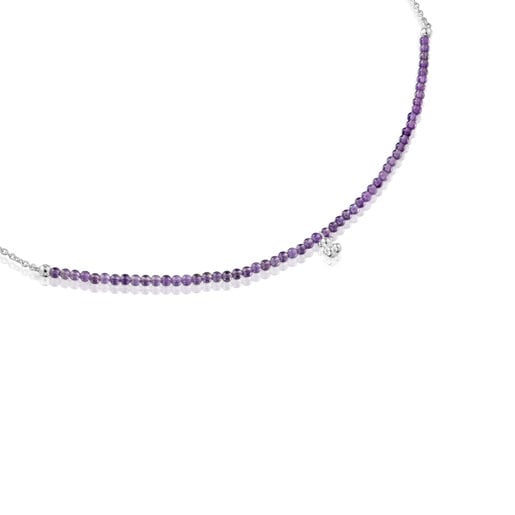Tous Pulseras Silver and amethyst Bear Necklace Bold