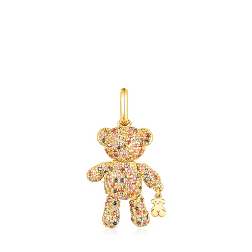 Tous Vermeil Teddy with Gems Bear Silver Pendant Sapphires