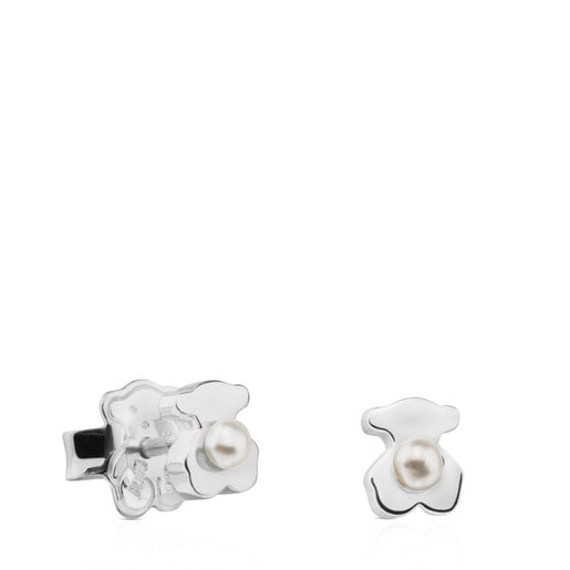 Tous Earrings with Silver Pearls Power motif Super Bear TOUS