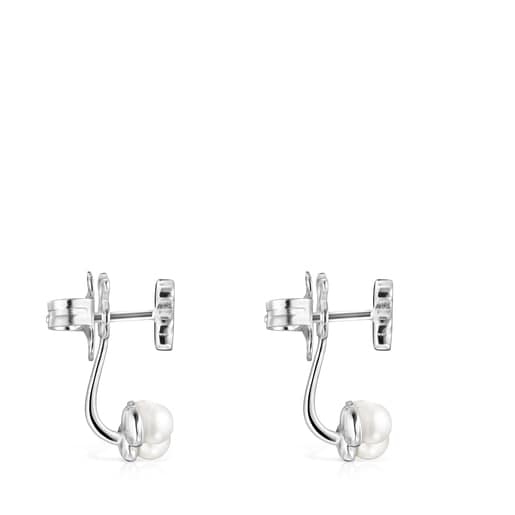 Tous Perfume Short Nocturne Silver Earrings with Pearls