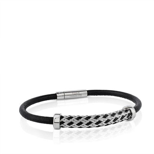 Stainless Steel TOUS Man Bracelet with leather