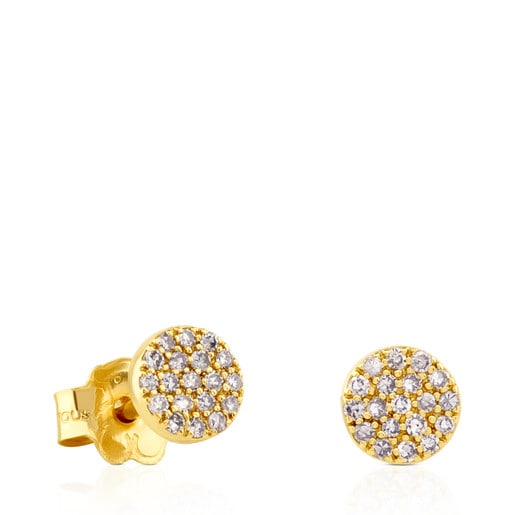 Tous push Gold Diamonds with back Power Gem Earrings