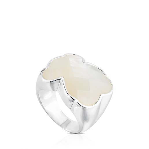 Tous mother-of-pearl with TOUS faceted Silver Ring Color