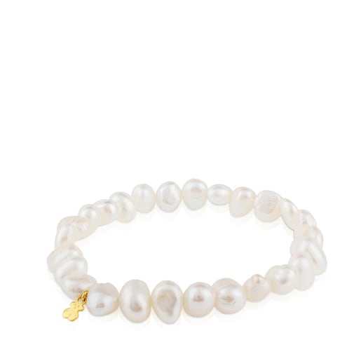 Gold Sweet Dolls Bracelet with baroque pearls and Bear motif | 
