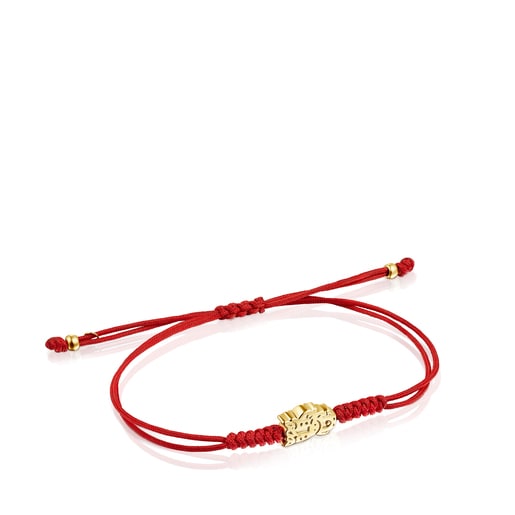 Tous Bolsas Chinese Horoscope Horse Bracelet Cord Red and Gold in
