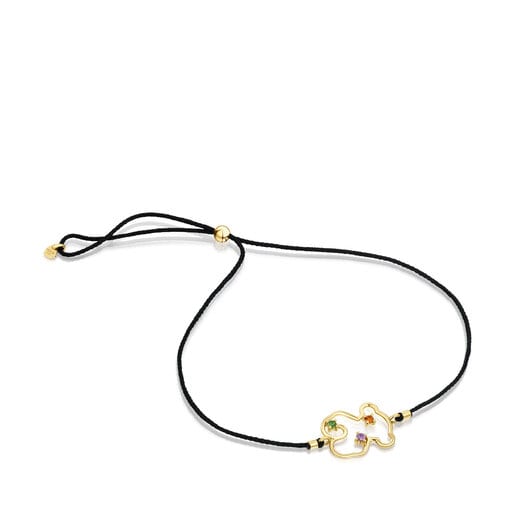 Tous Gold bear Tsuri bracelet gemstones with Nylon