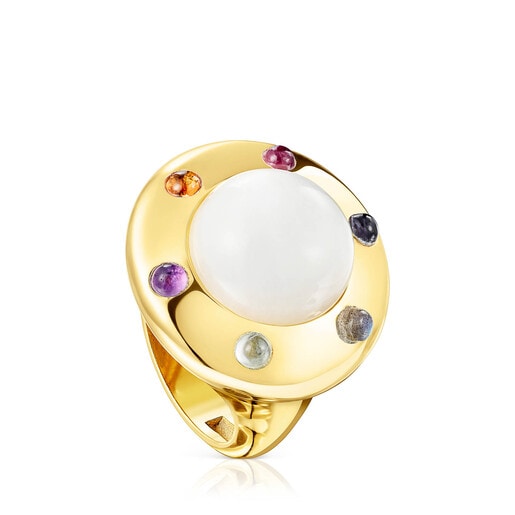 Tous with moonstone Magic Ring and gemstones Nature vermeil Silver