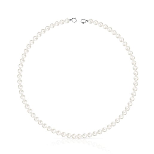 Tous Silver Pearls Necklace with TOUS Hold 42cm.