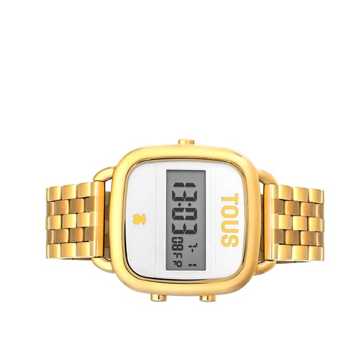 Tous Anillos D-Logo Digital watch with colored strap steel gold IP