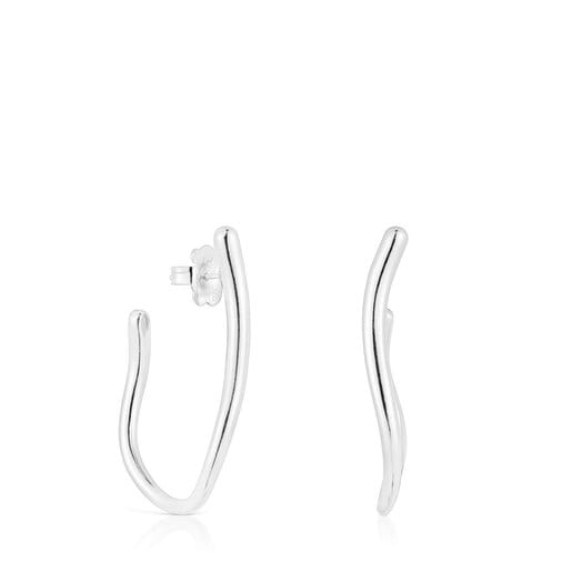 Tous Perfume Silver wave-shaped Hoop earrings New Hav