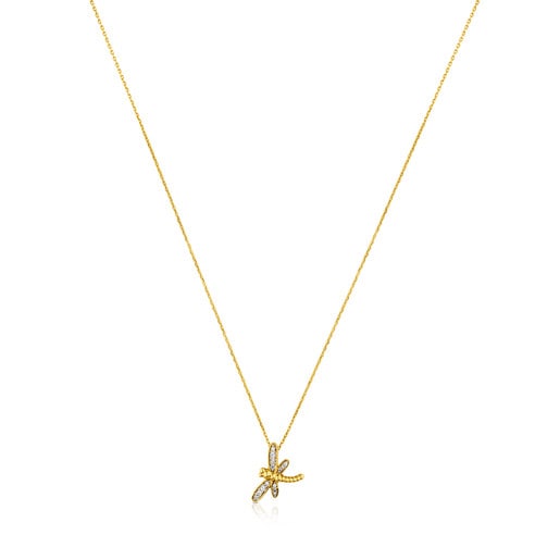 Tous in with Diamonds Necklace TOUS Bera motif Dragon-fly Gold
