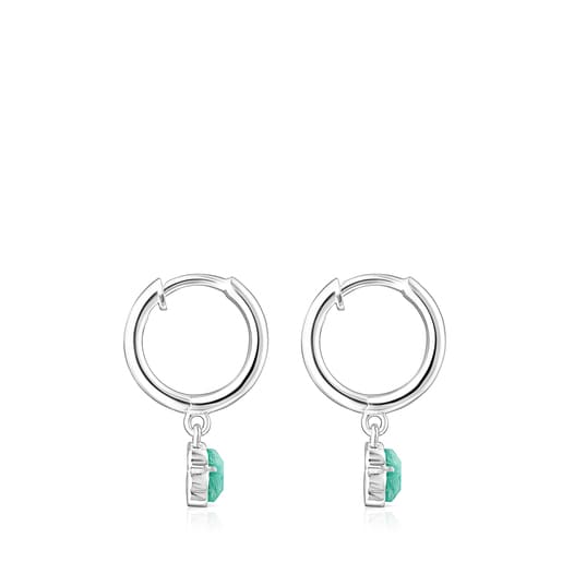 Tous Perfume Silver and Amazonite Cool Color Earrings