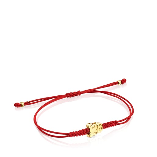 Chinese Horoscope Rat Bracelet in Gold and Red Cord