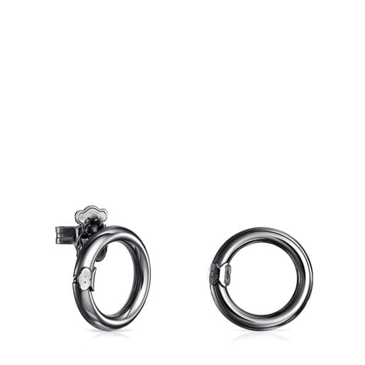 Tous Small Hold Dark Earrings Silver