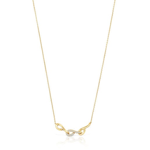 Gold Bent Necklace with diamonds | 