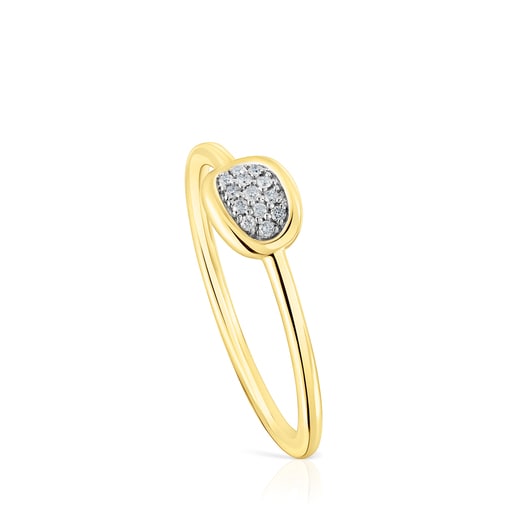 TOUS Hav ring in gold with circle of diamonds | 