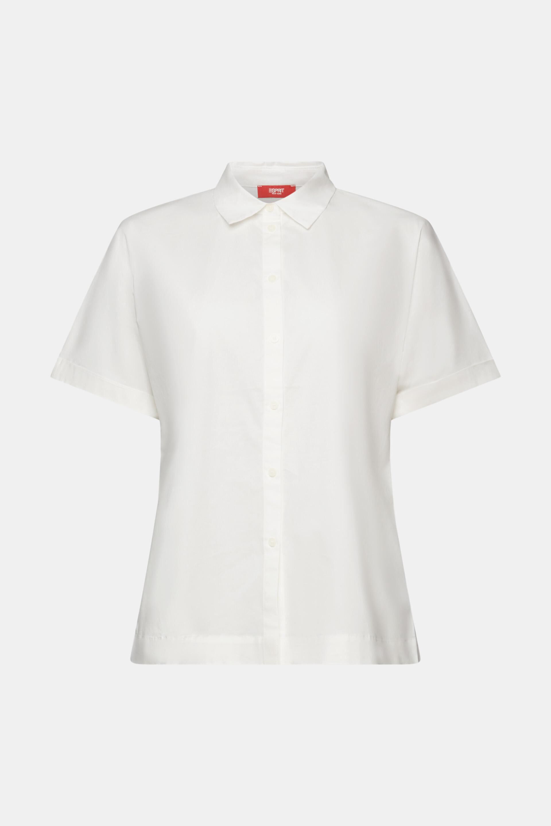 Esprit Damen Kurzärmliges Hemd aus Baumwollpopeline