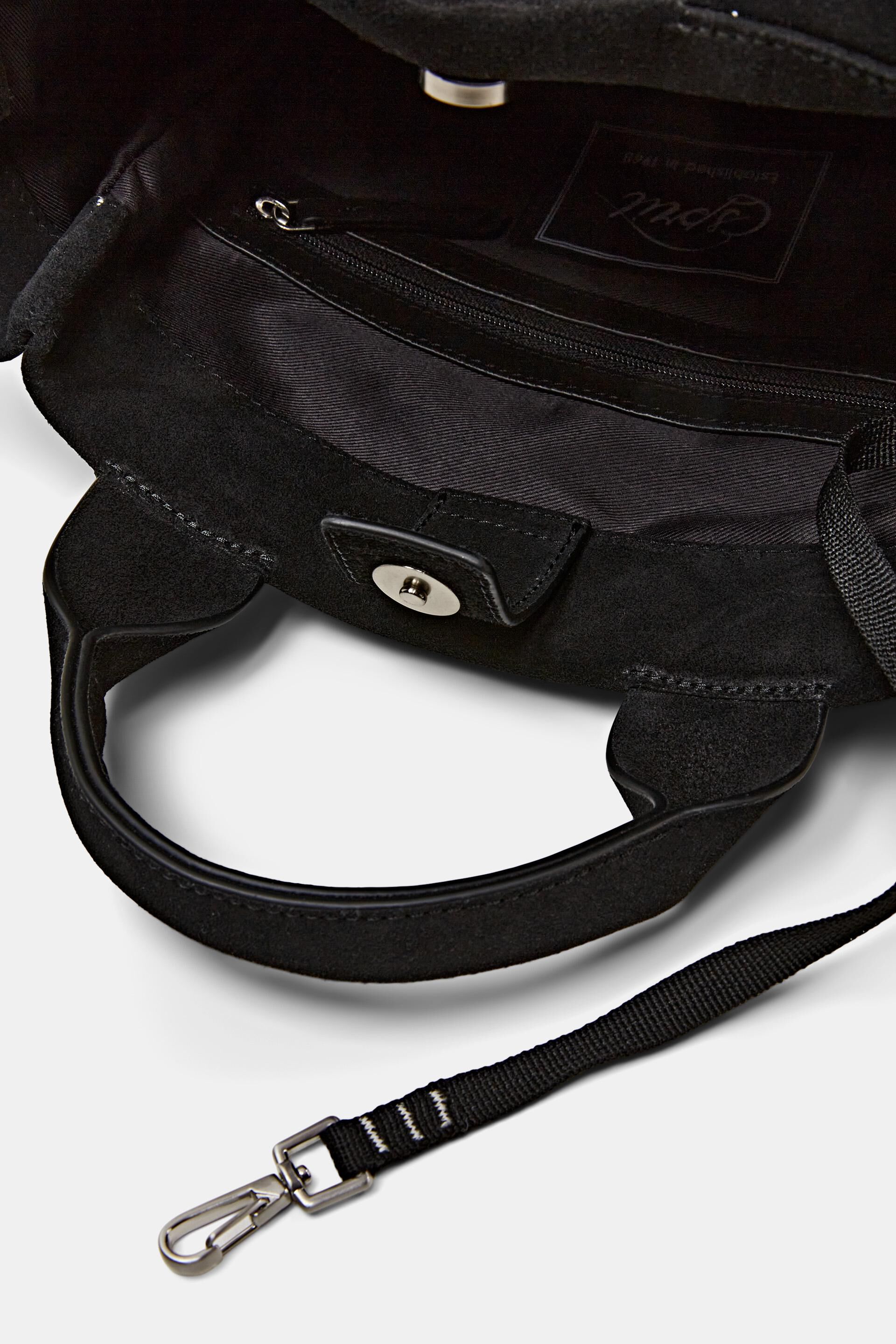 Esprit Online Store Tasche aus Wildleder mit und Henkel Baumwolleinsatz