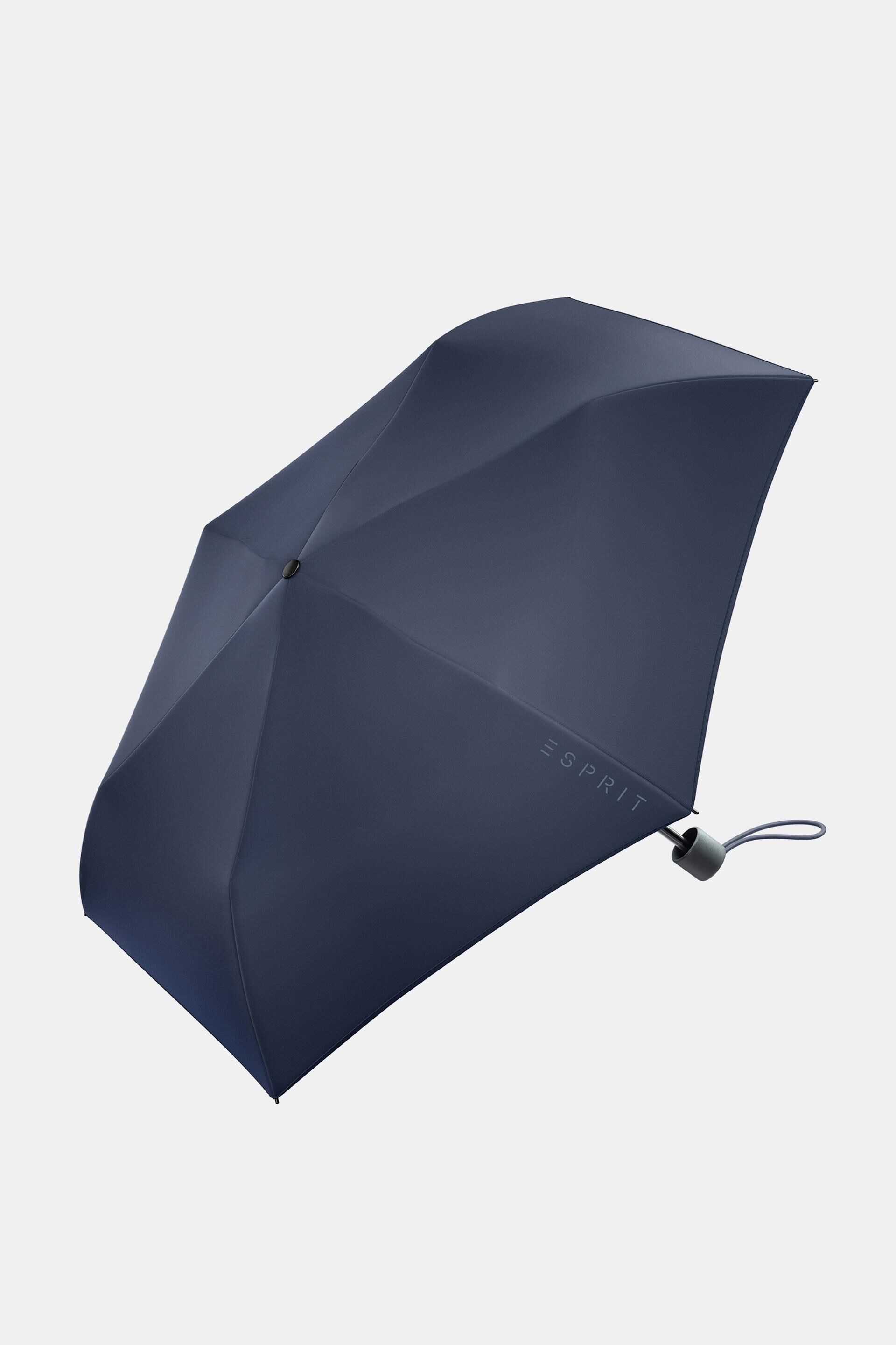 Esprit Online Store Pocket umbrella in navy blue with logo print