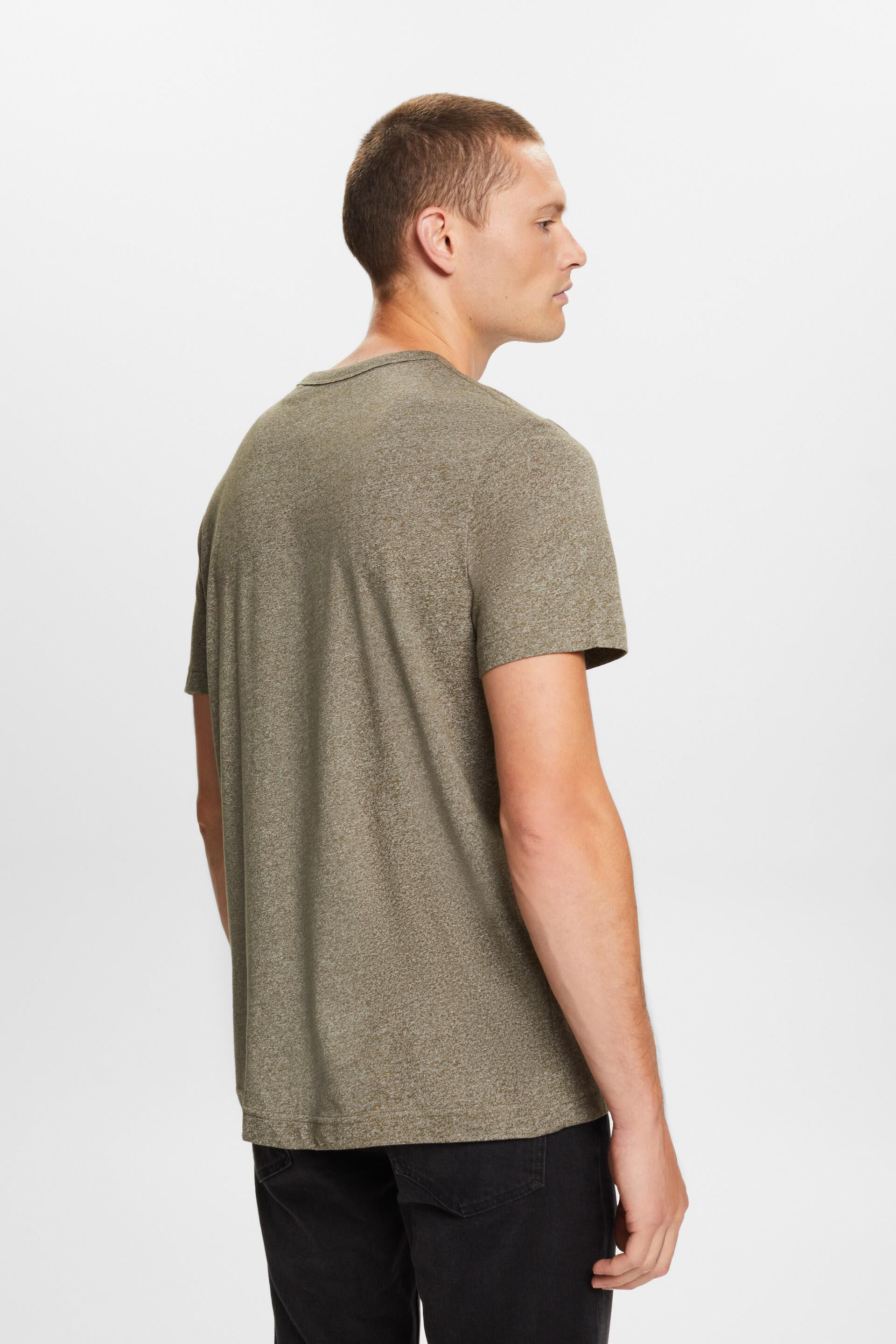 Esprit Jersey-T-Shirt mit Baumwollmischung Rundhalsausschnitt,
