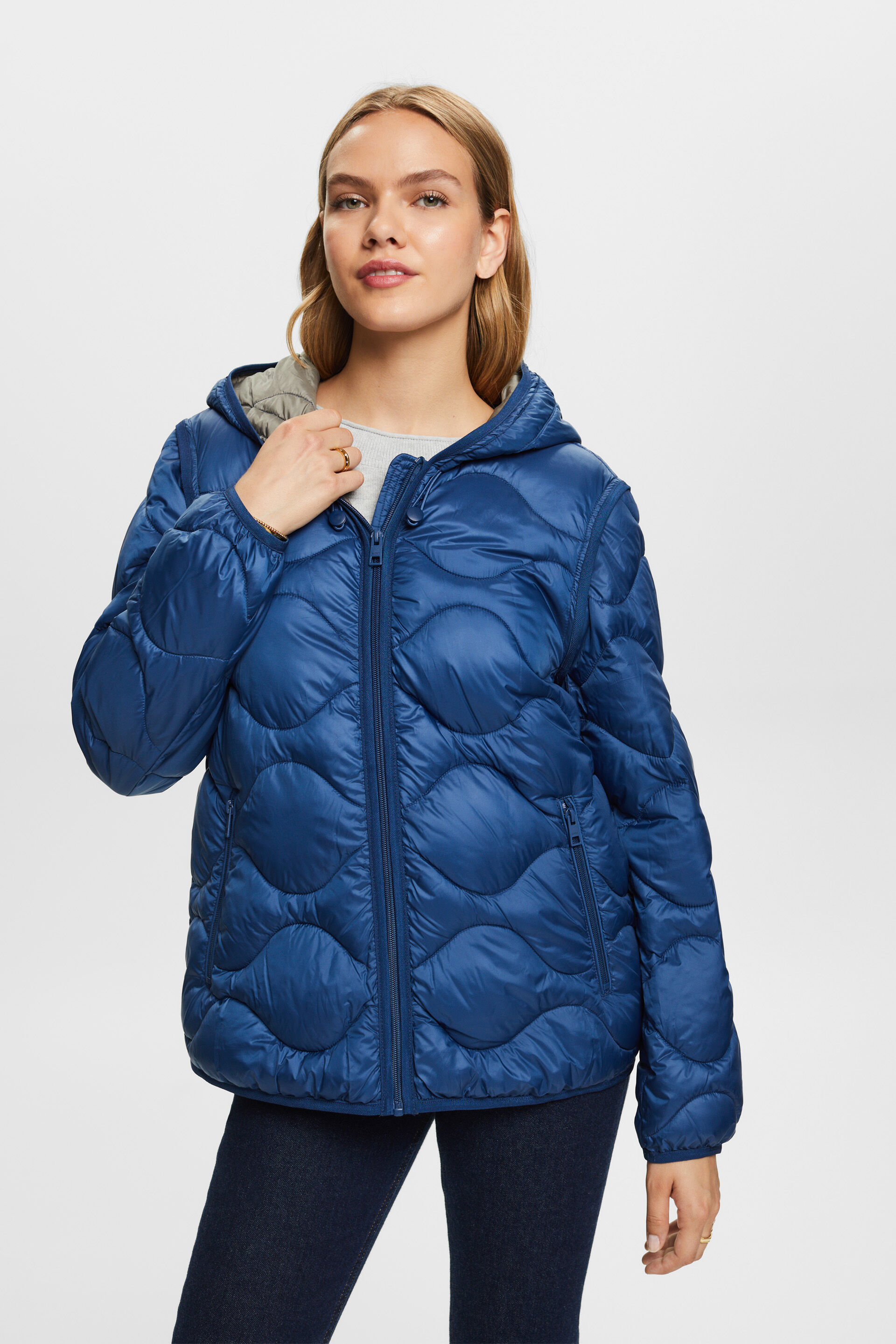 Esprit hooded Recycled: transformer quilted and jacket