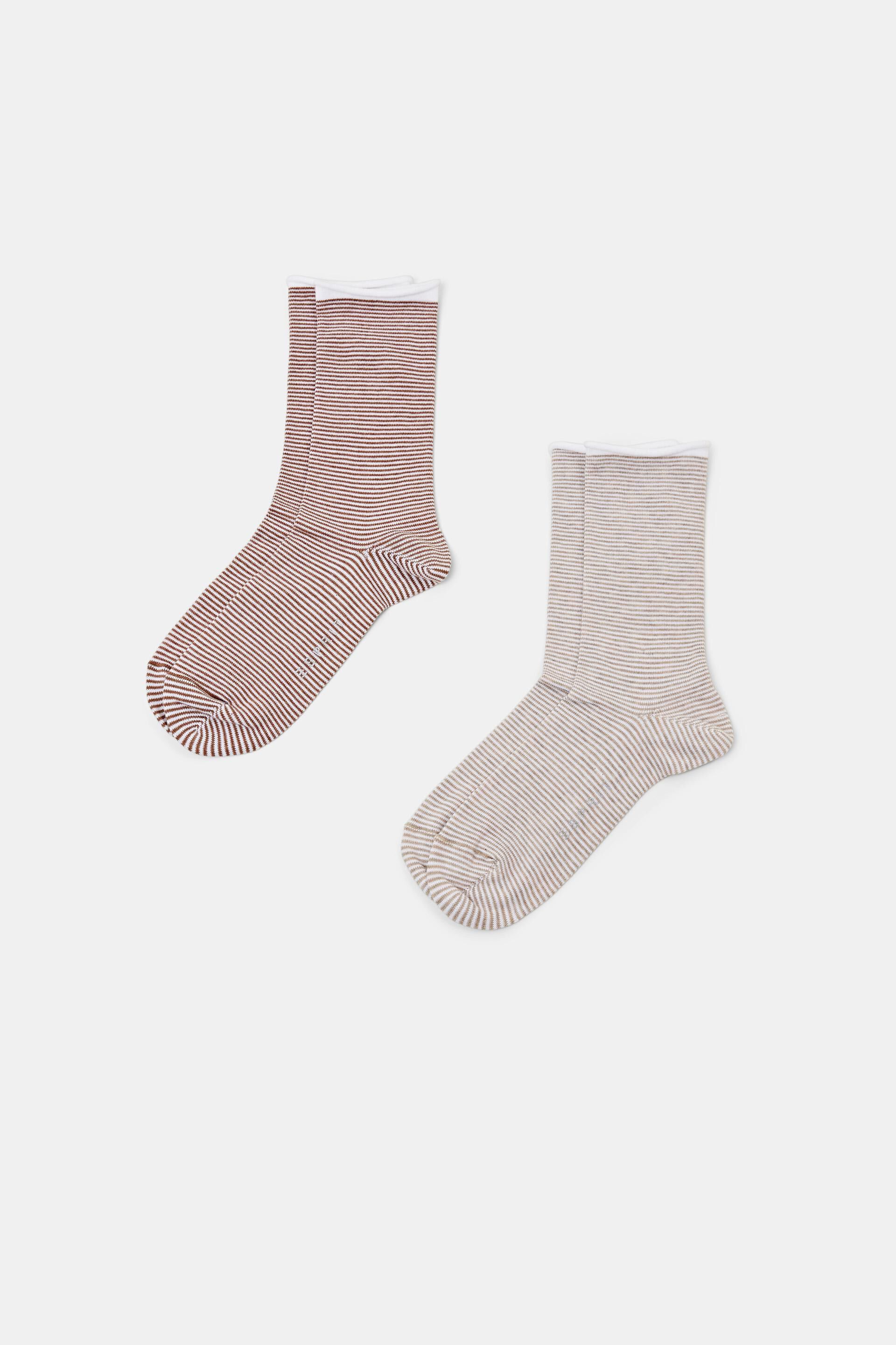 Esprit Online Store Striped socks with rolled cuffs, organic cotton