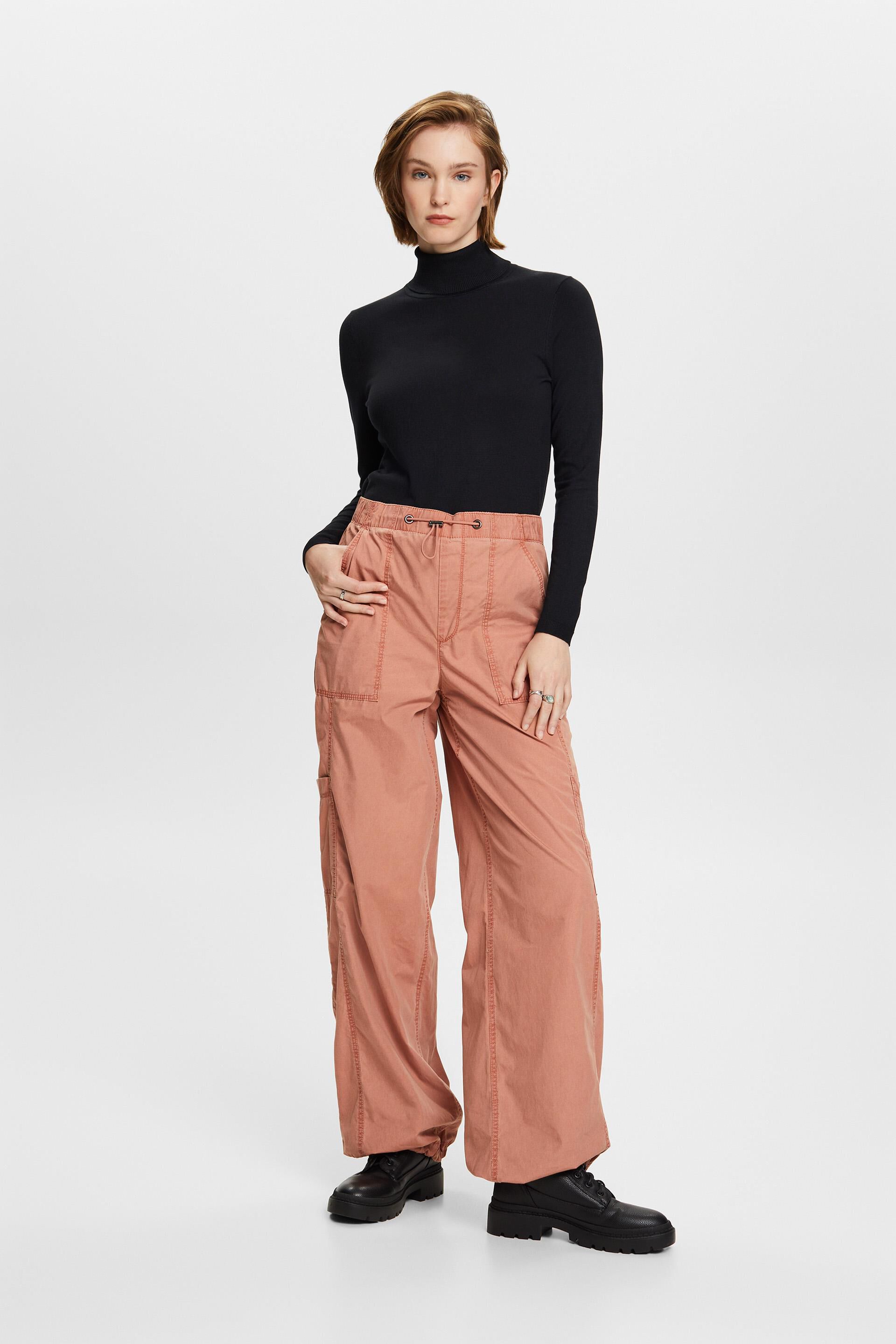 Esprit Damen Pull-on cargo trousers, 100% cotton