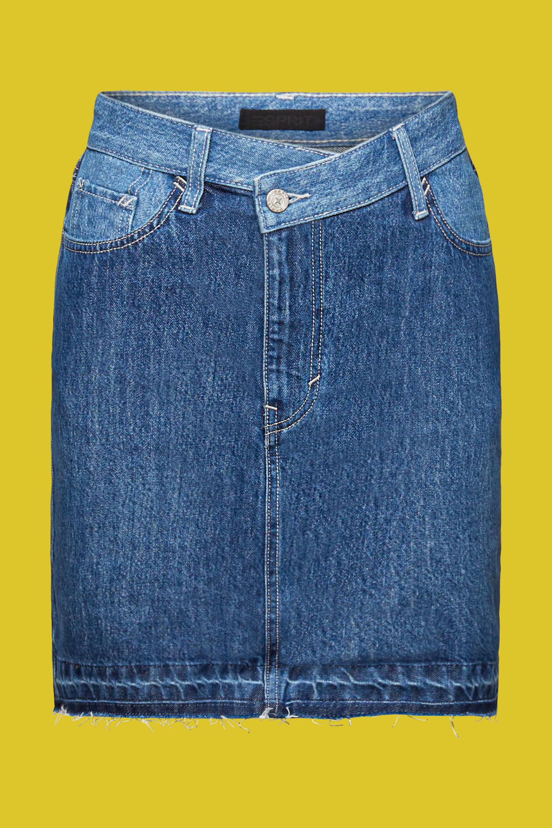Esprit Damen Jeans-Minirock mit Saum asymmetrischem