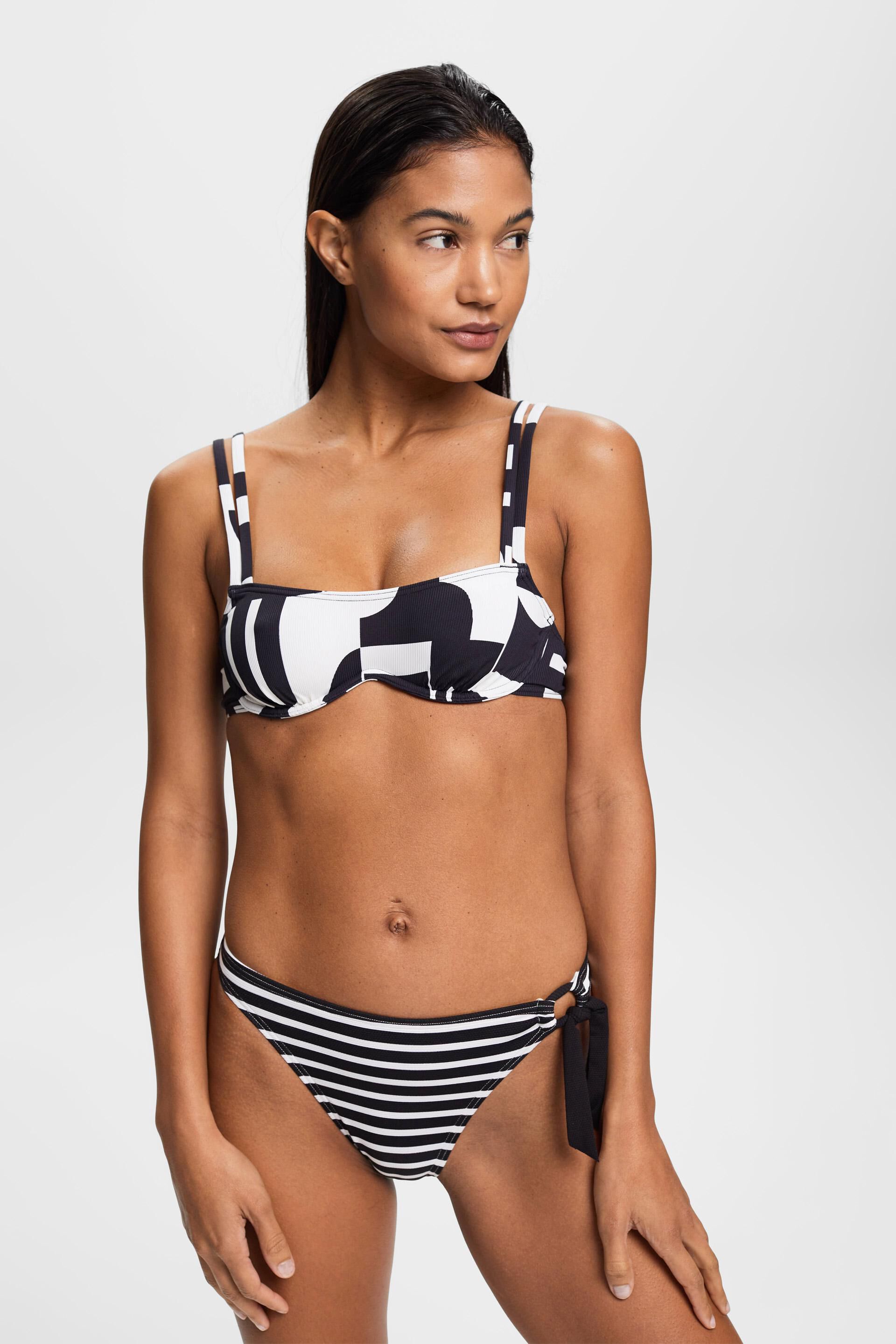 Underwired bikini top with retro print