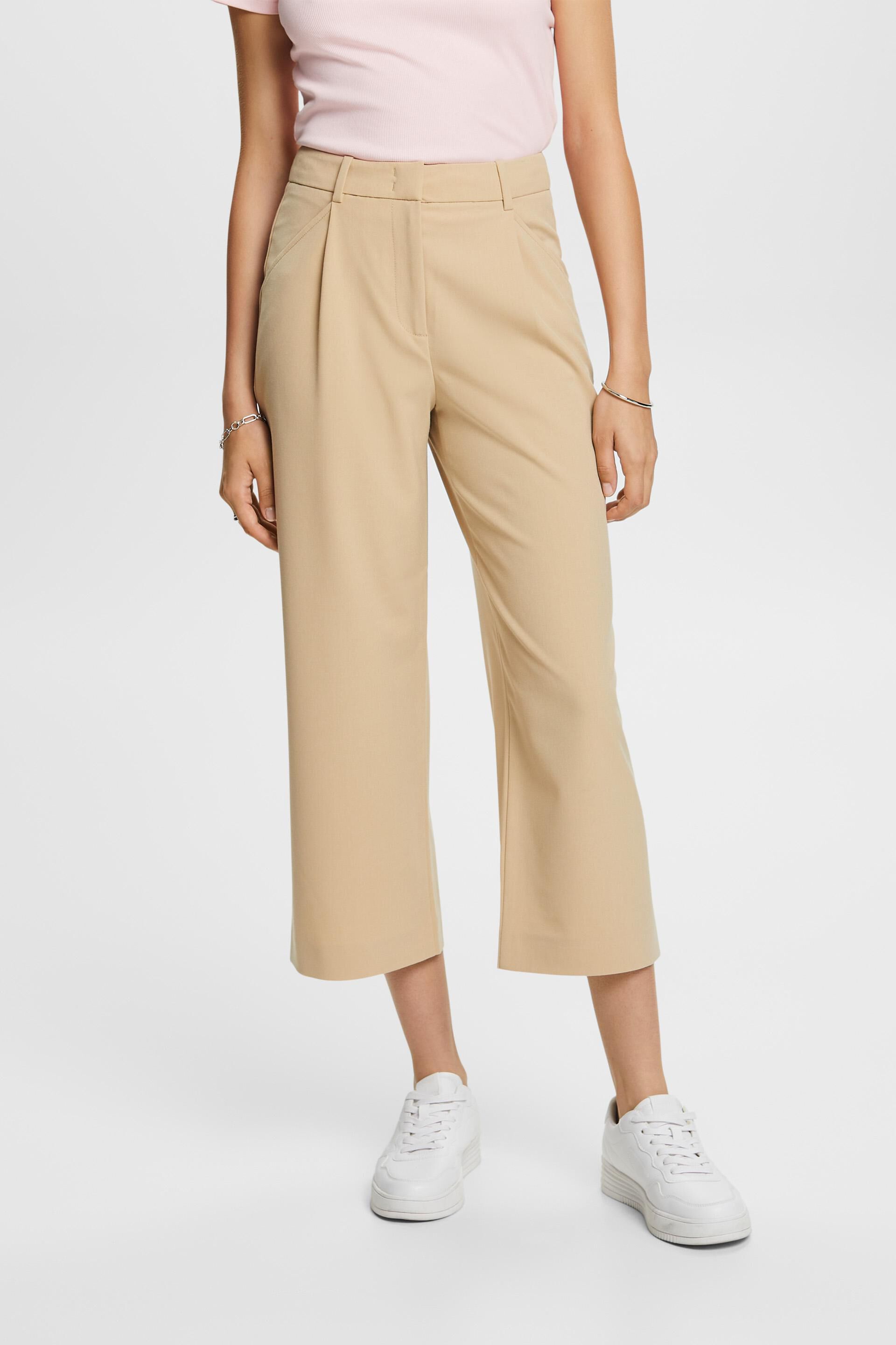 Esprit Damen High-rise culottes with waist pleats