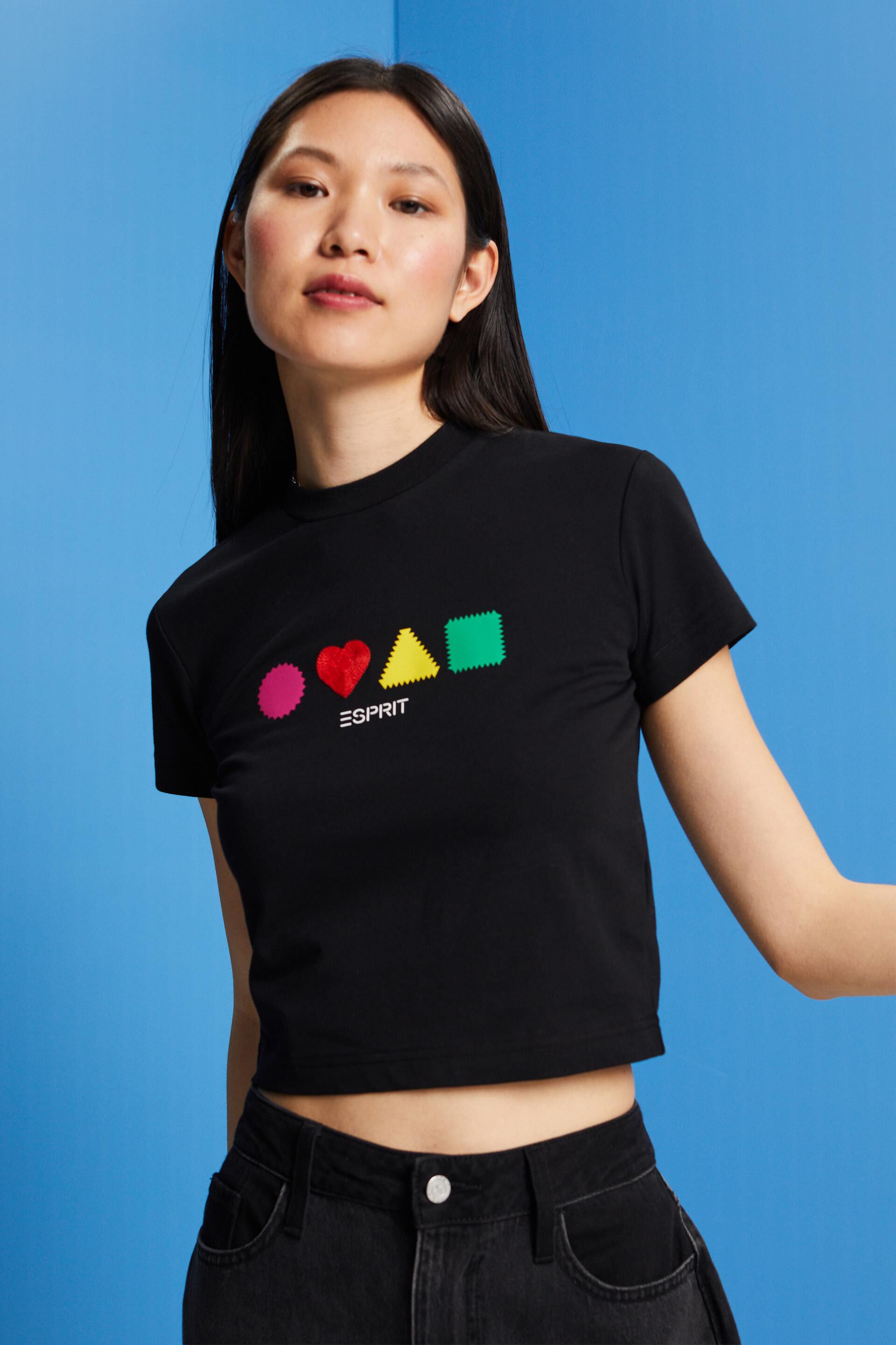 Esprit Damen Geometrisches T-Shirt aus Bio-Baumwolle
