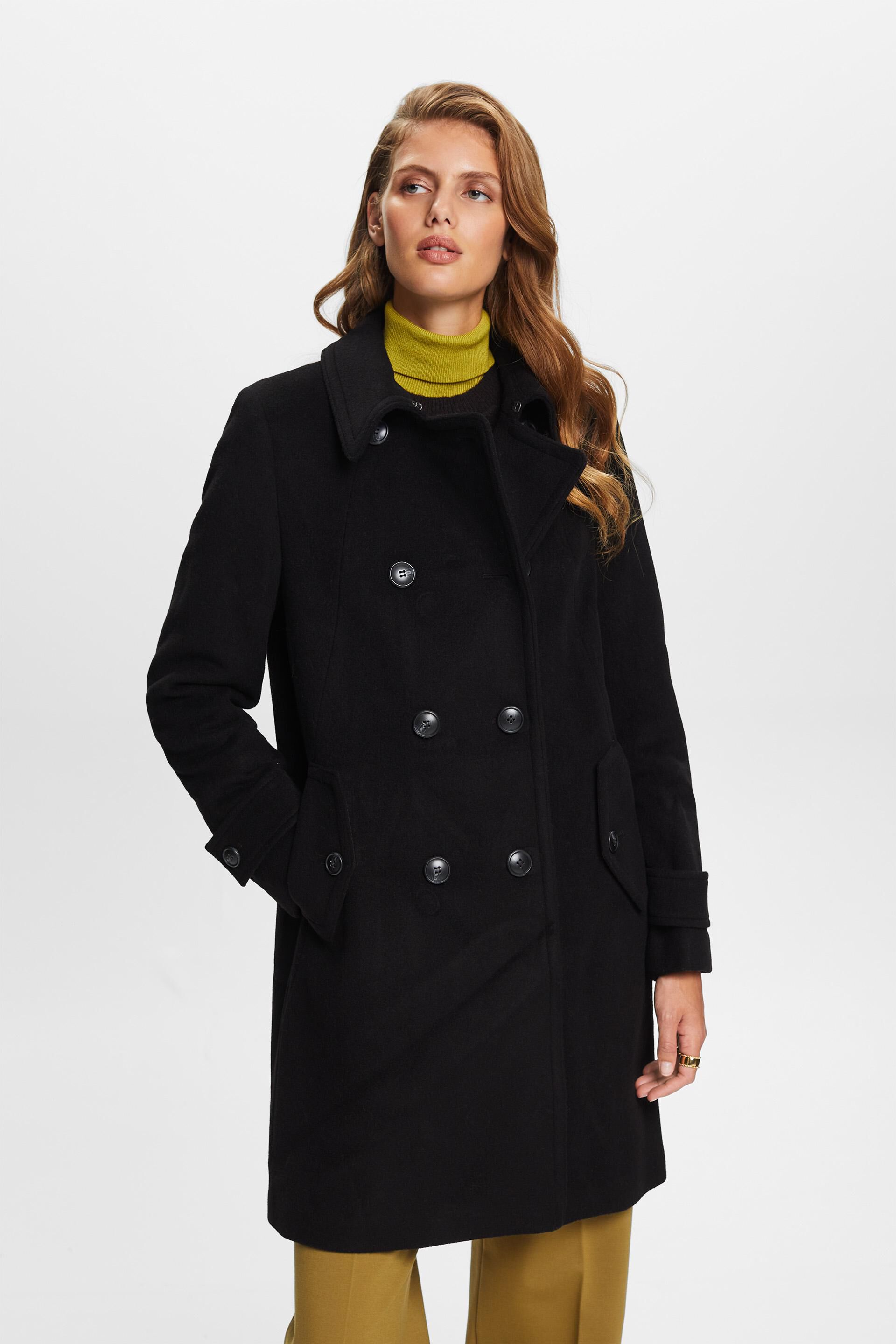 Esprit Damen Recycelt: wool blend coat with cashmere