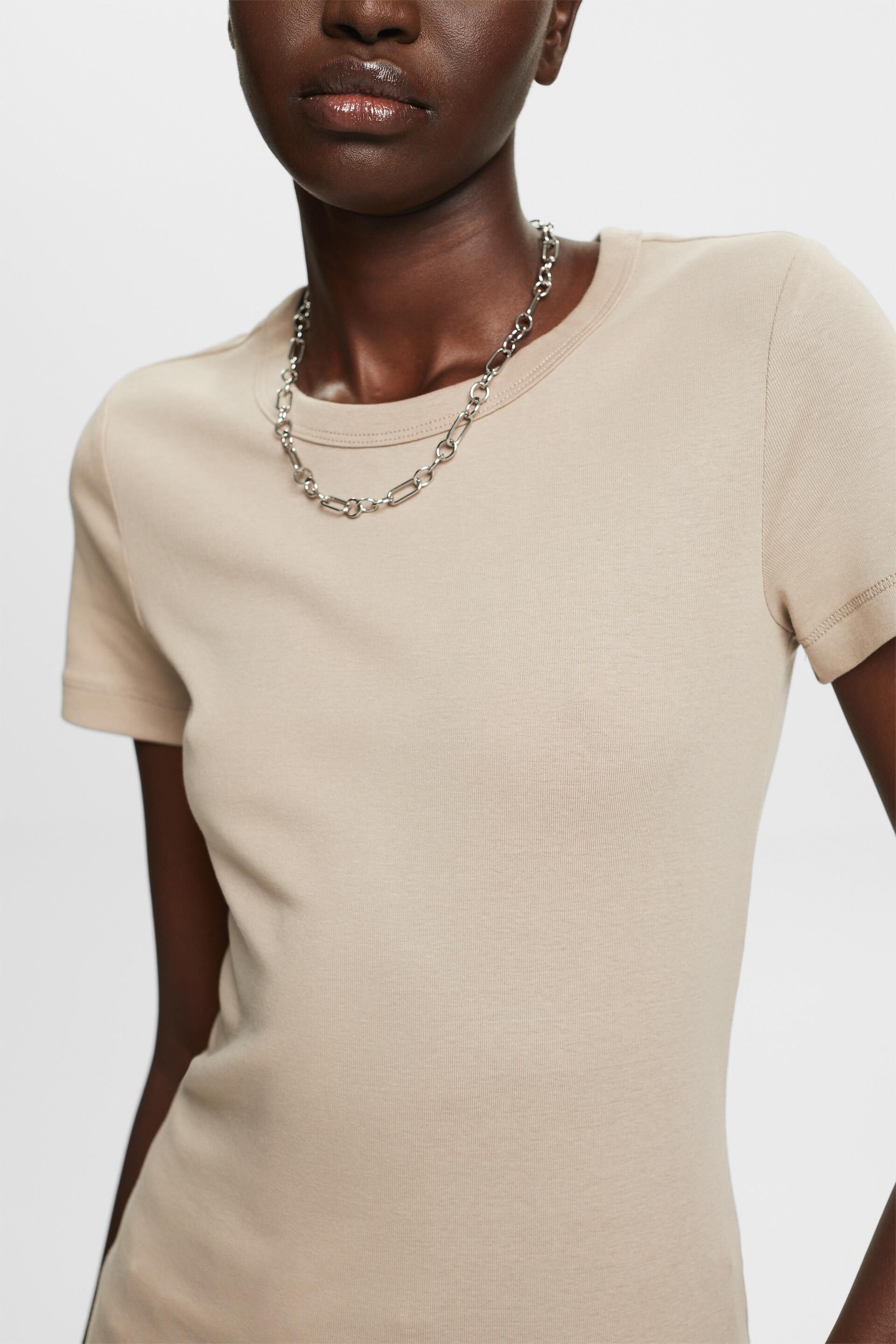 Esprit Damen T-Shirt mit Rundhalsausschnitt, 100 % Baumwolle