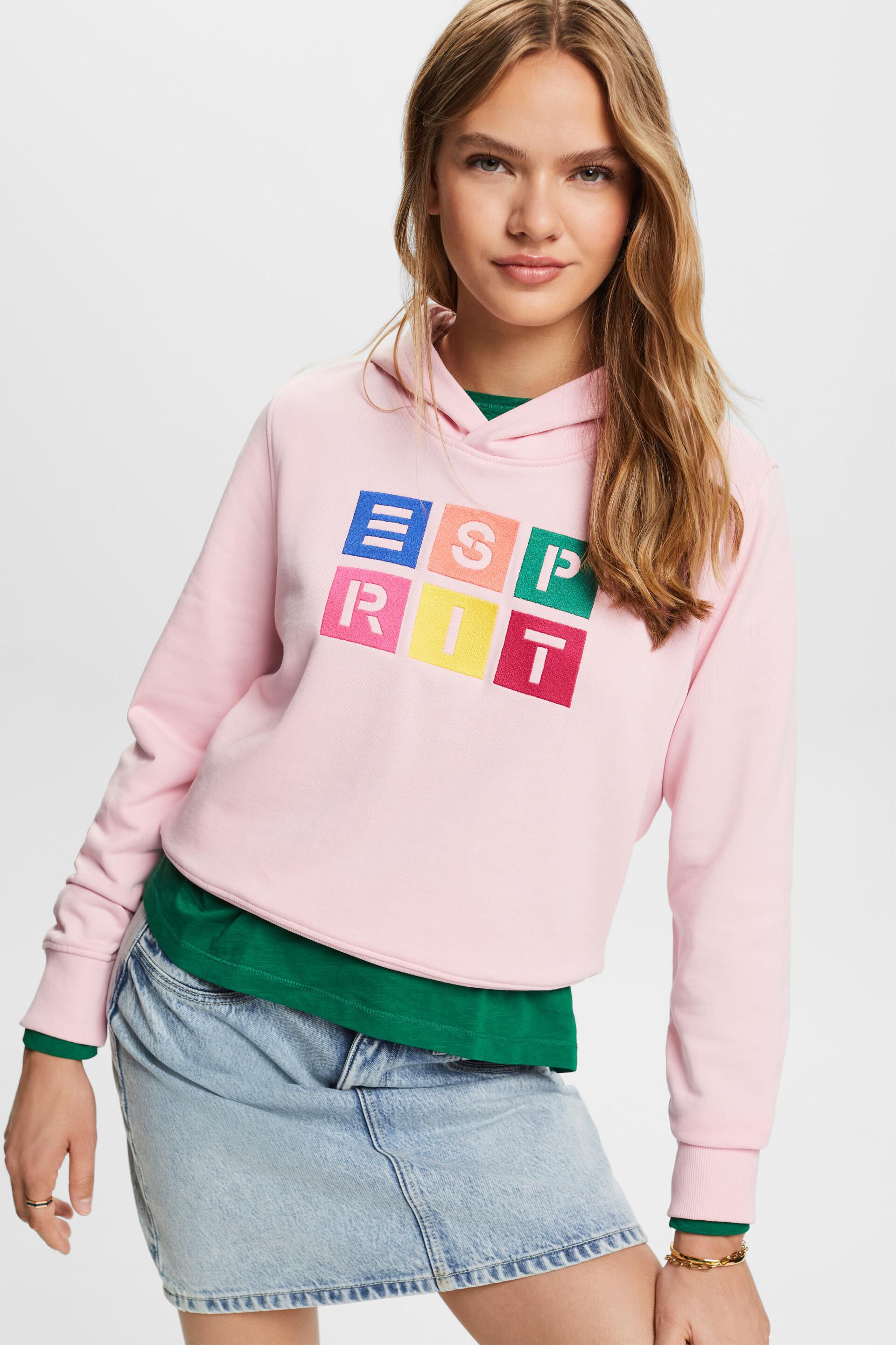 Esprit Damen Embroidered logo hoodie, organic cotton