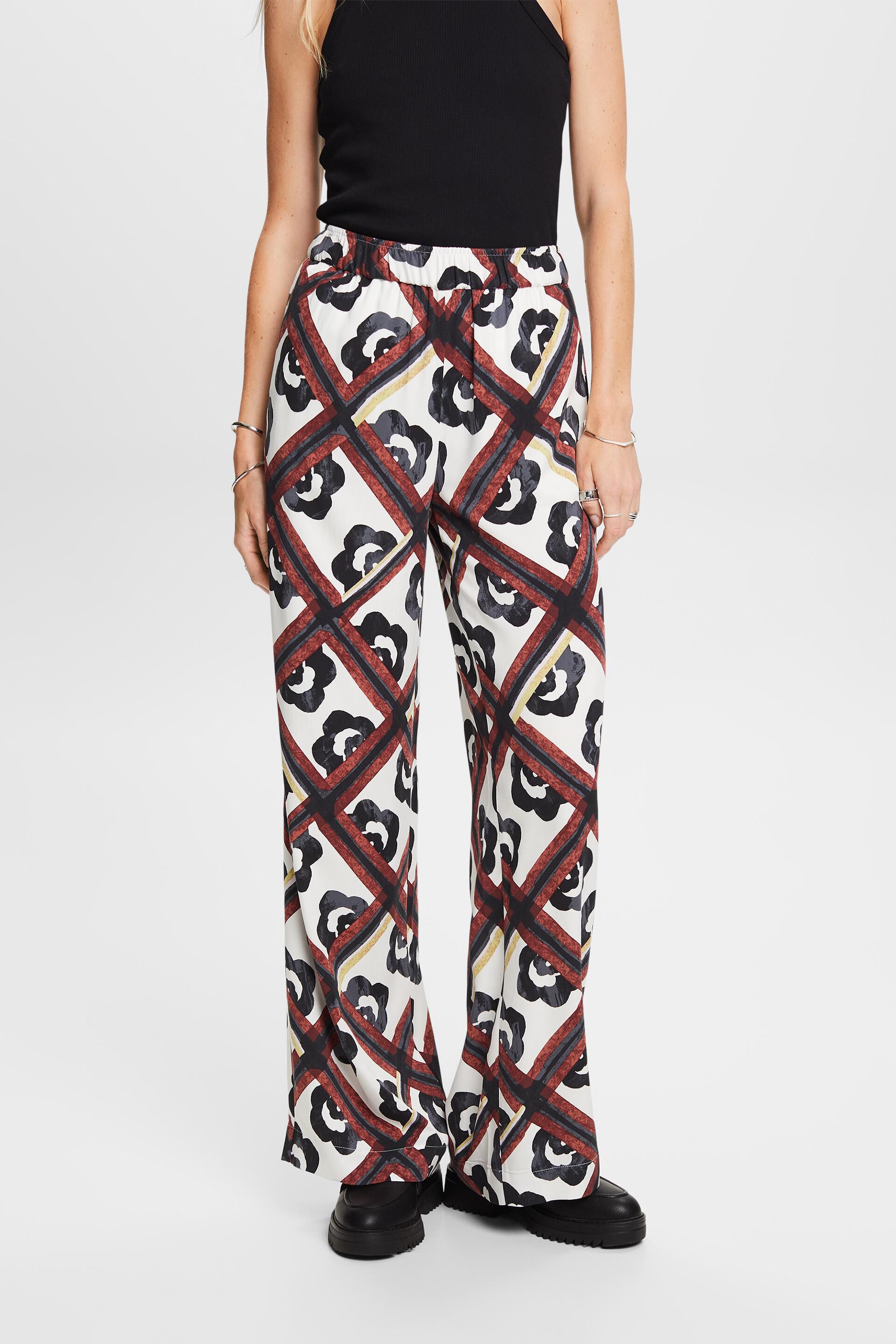 Esprit ECOVERO™ LENZING™ Patterned pull-on trousers,