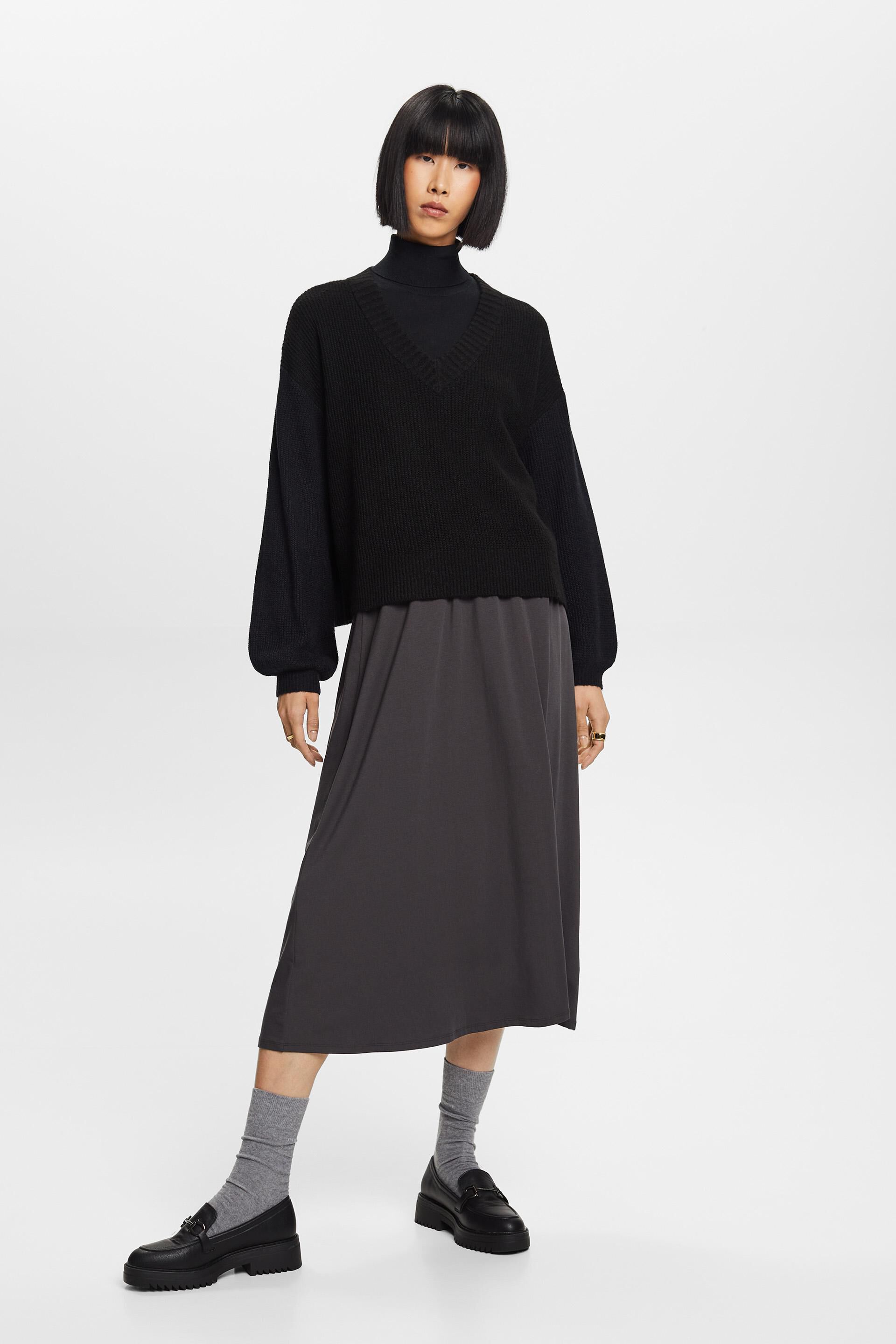 Esprit Damen Pullover mit V-Ausschnitt, Wollmischung