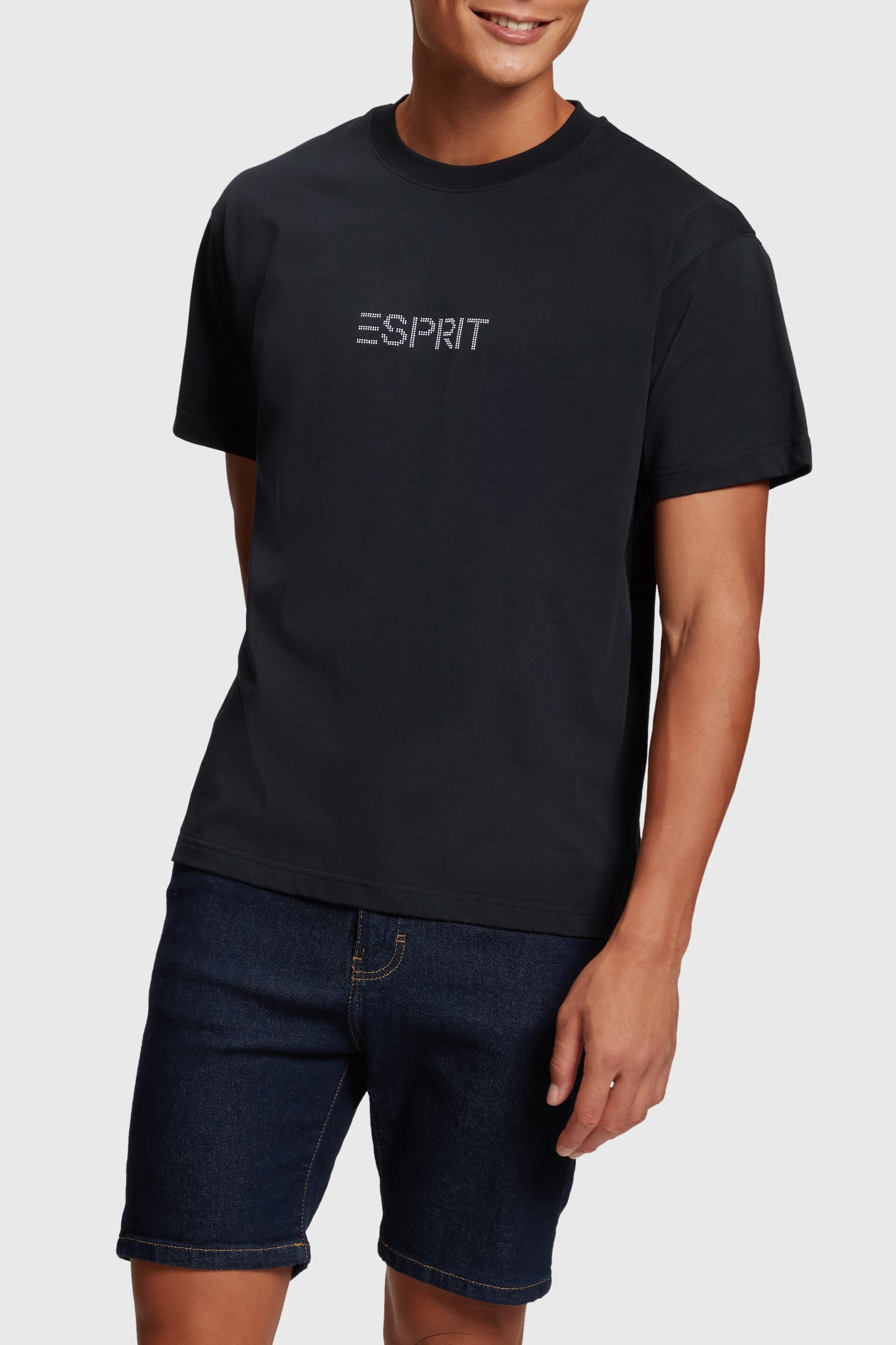 T-Shirt mit Nieten-Logo-Applikation | 