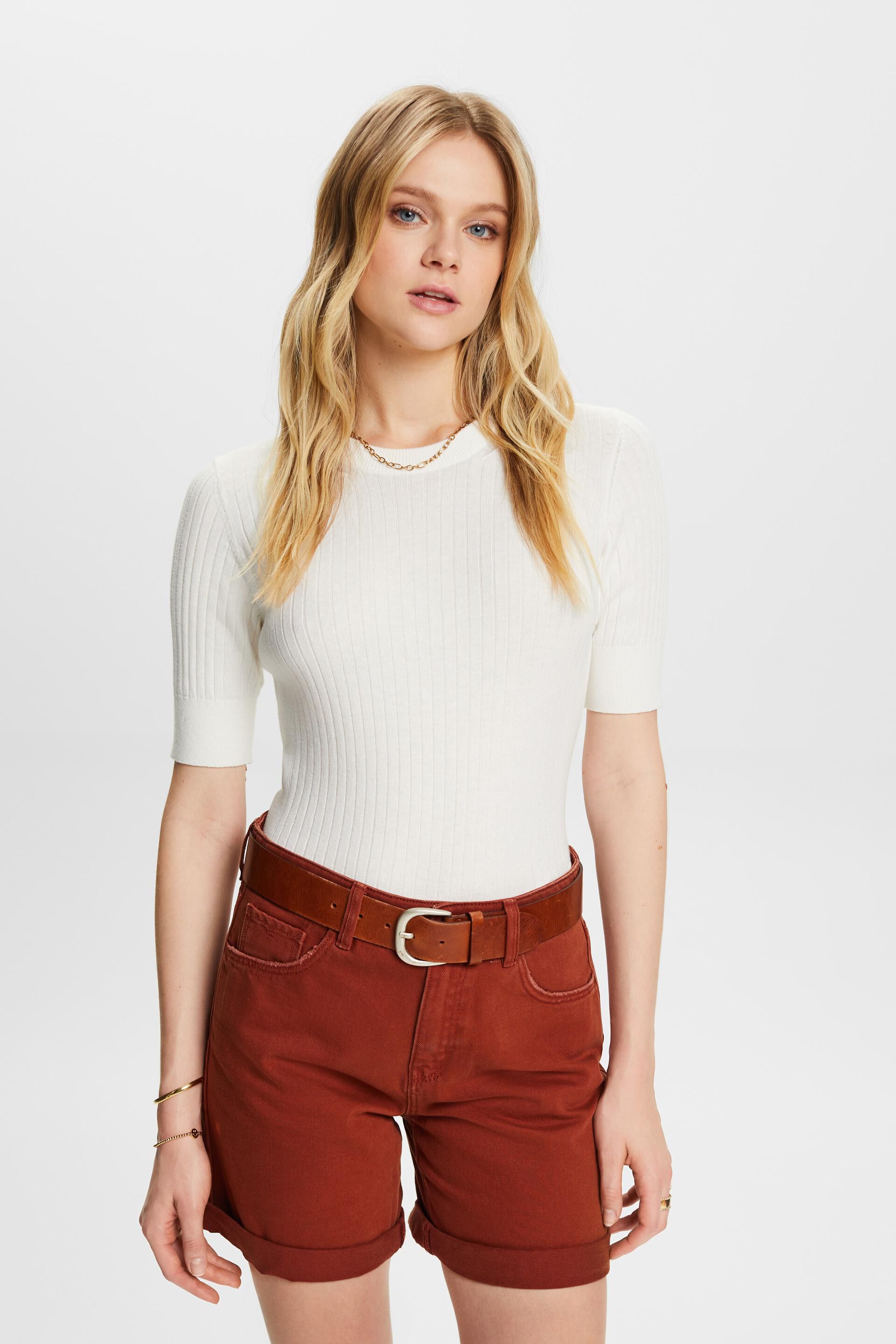 Esprit Short-sleeved sweater ribbed