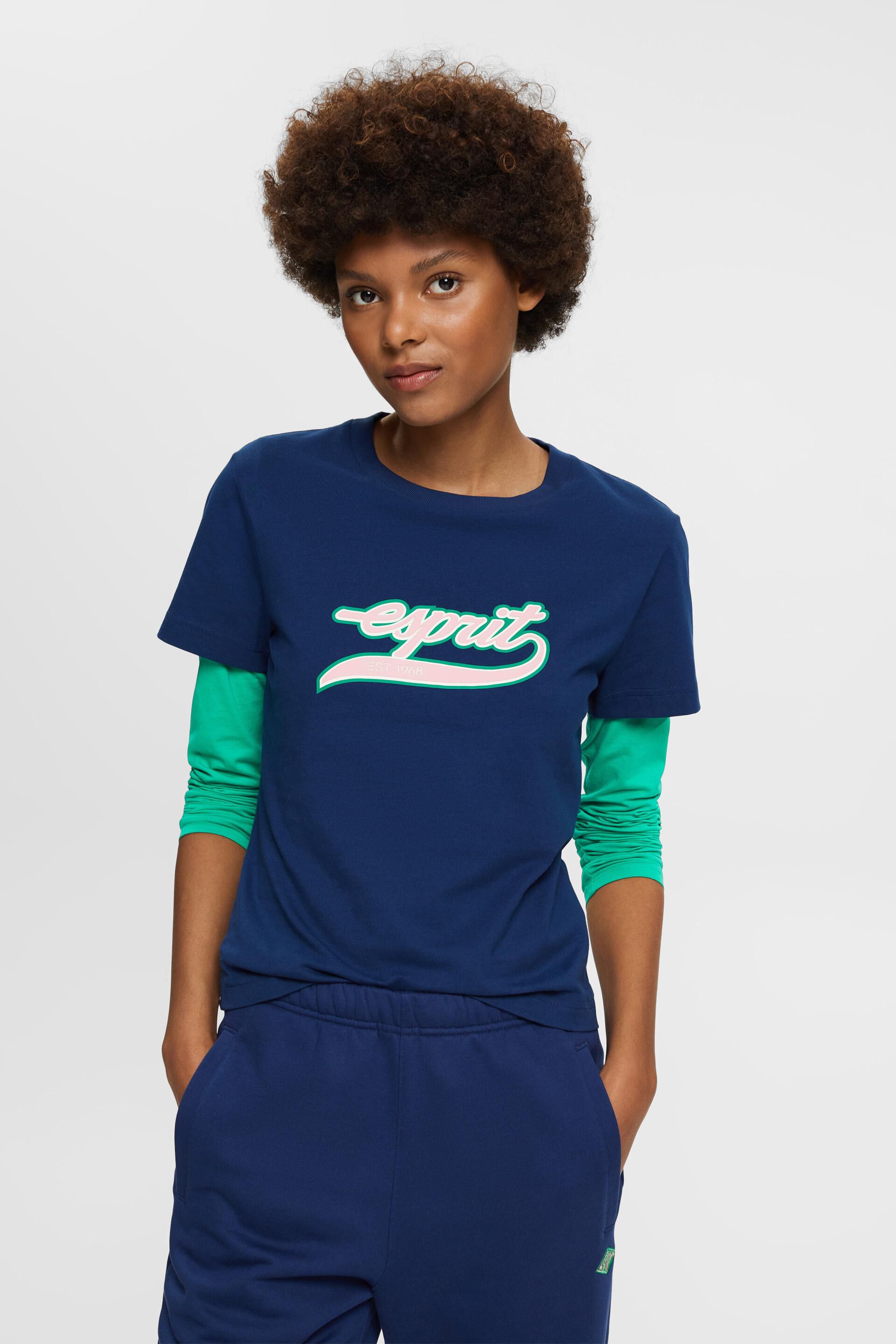 Esprit Damen Baumwoll-T-Shirt mit aufgedrucktem Logo