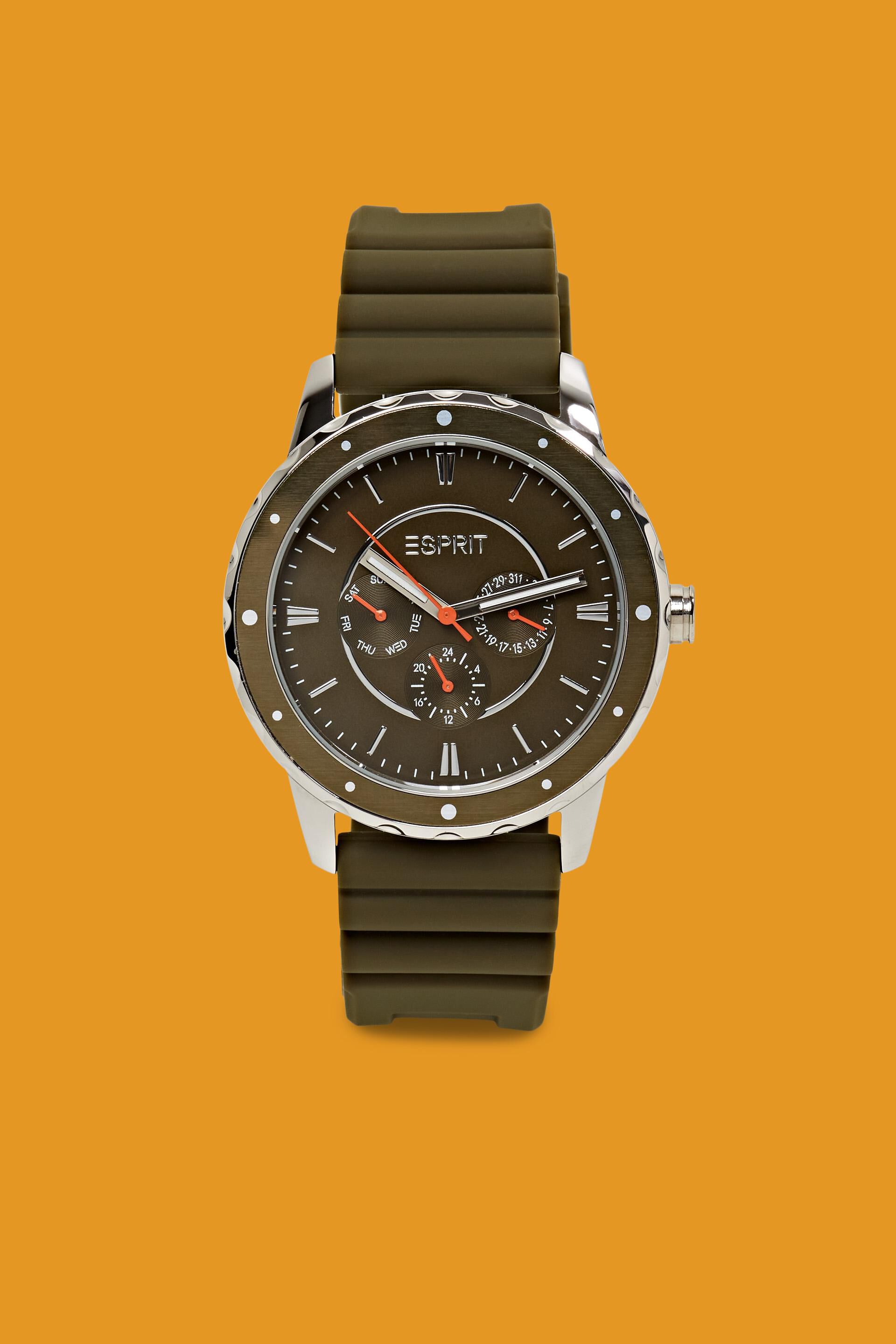 Stainless-steel watch with rubber bracelet