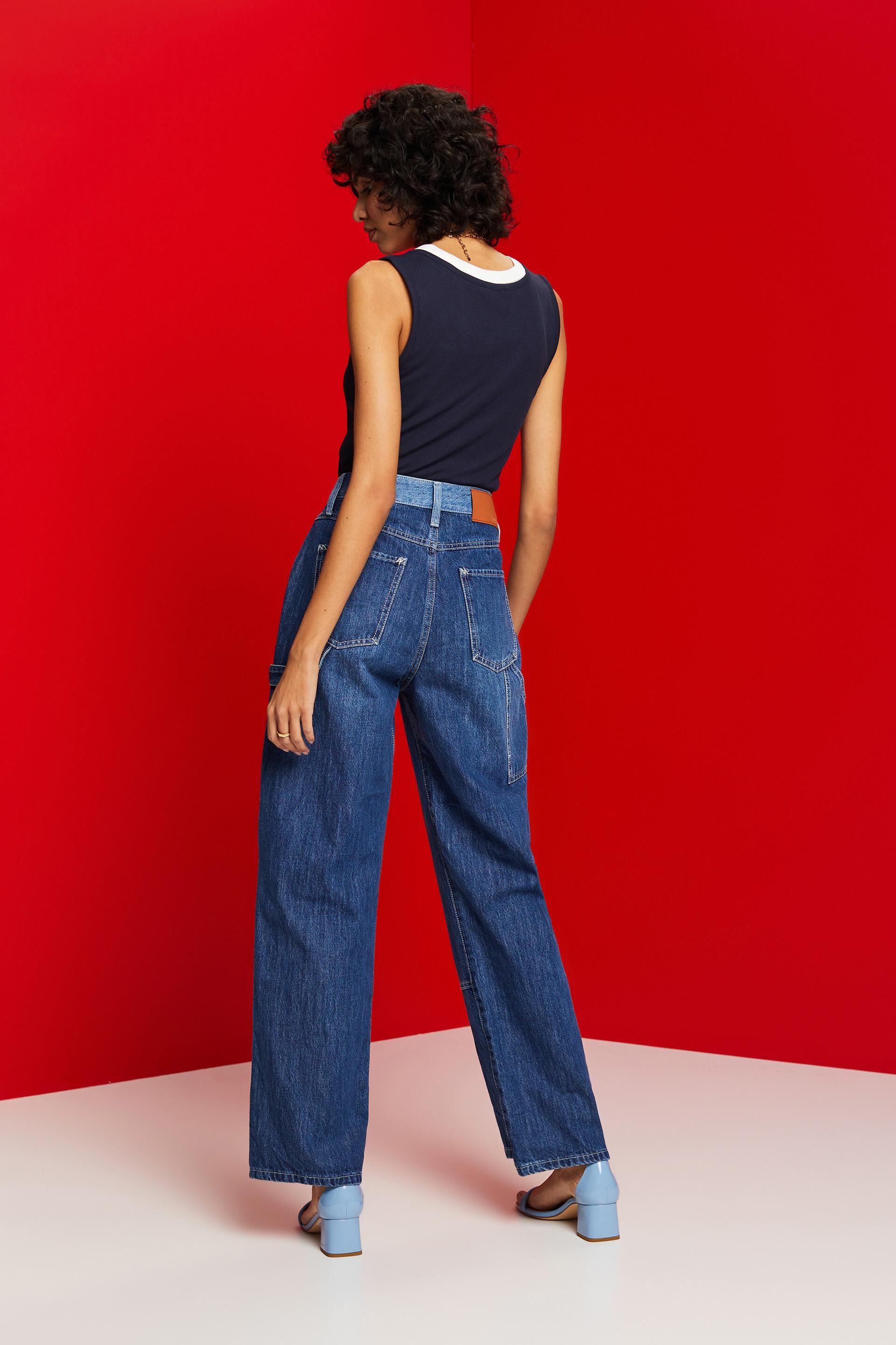 Esprit Damen Asymmetrische Jeans mit weitem 90er Stil Bein der im