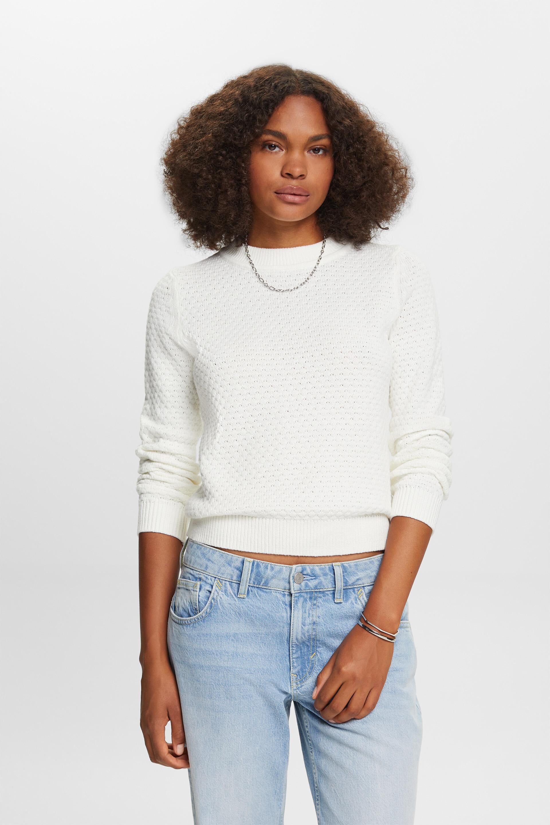 Esprit Damen Textured knit jumper, cotton blend
