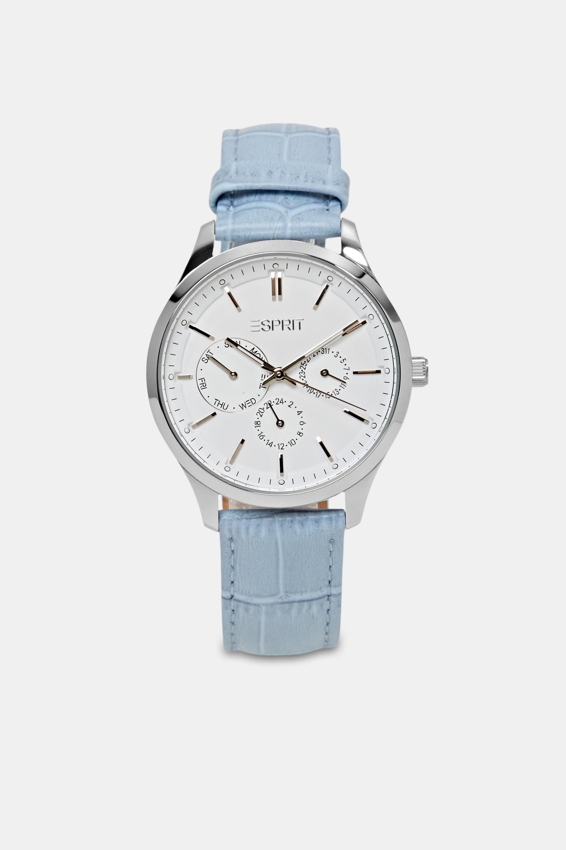 Esprit Online Store Multi-functional watch with a leather strap
