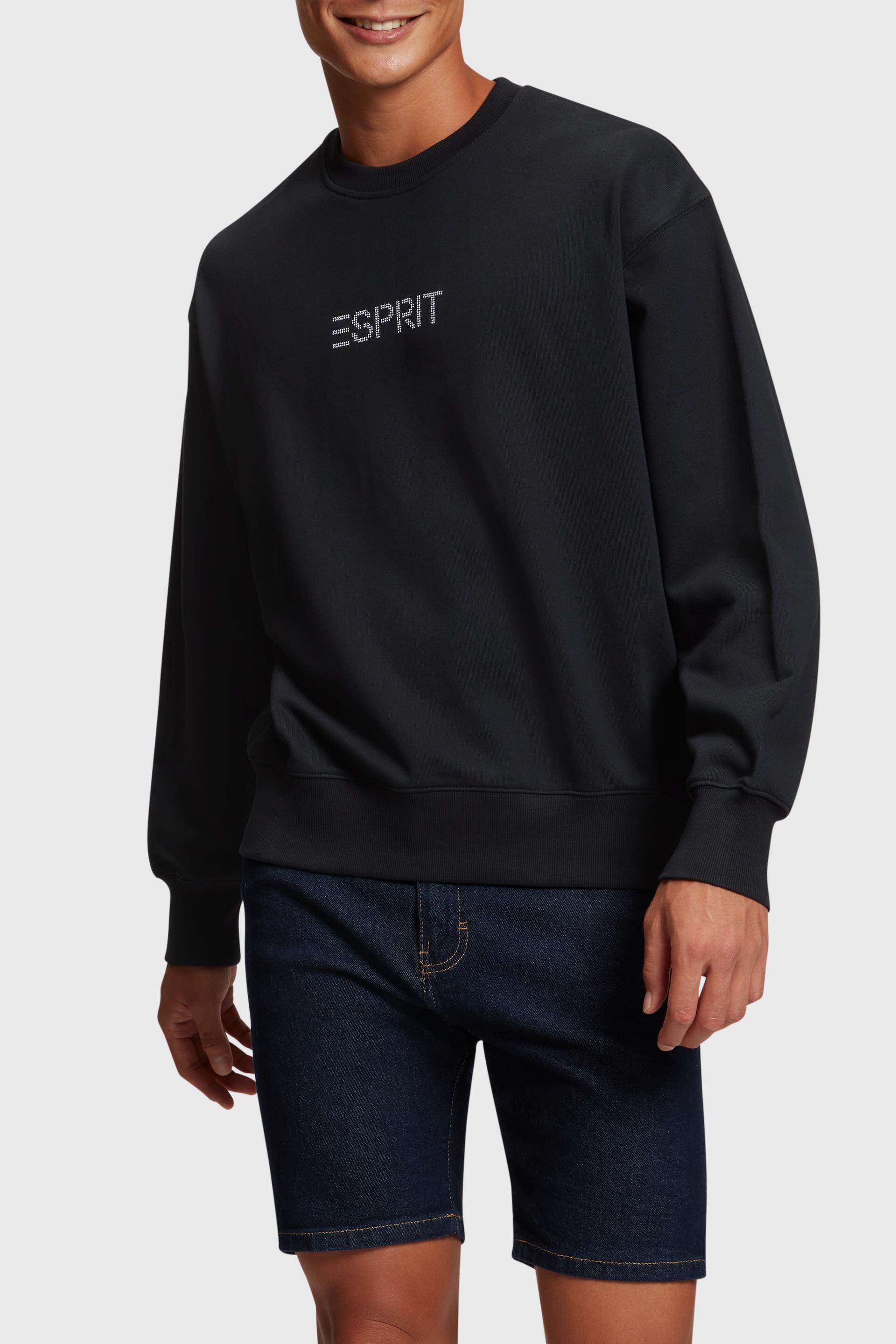 Sweatshirt mit Nieten-Logo-Applikation | 