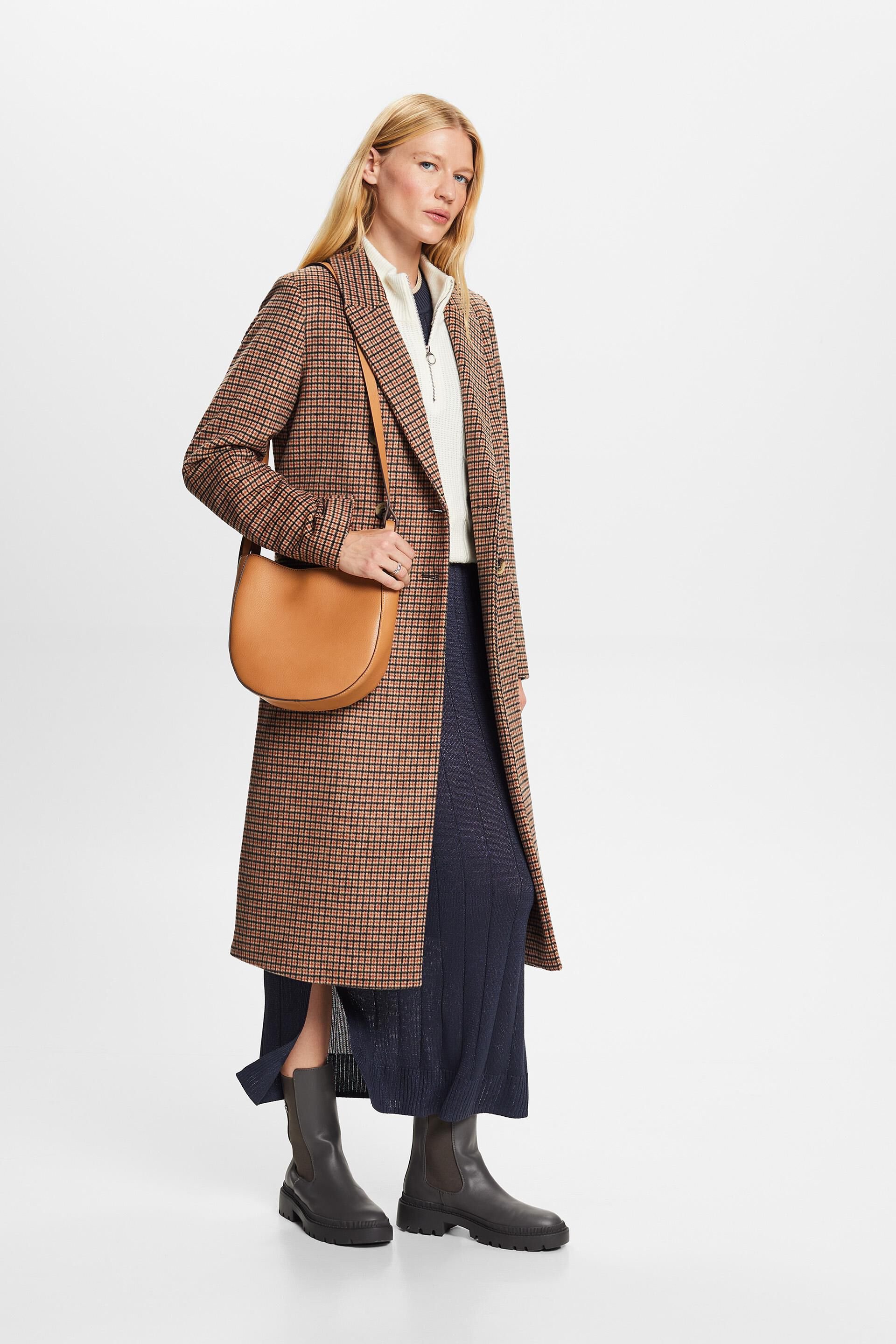 Esprit Damen Checked wool-blend coat
